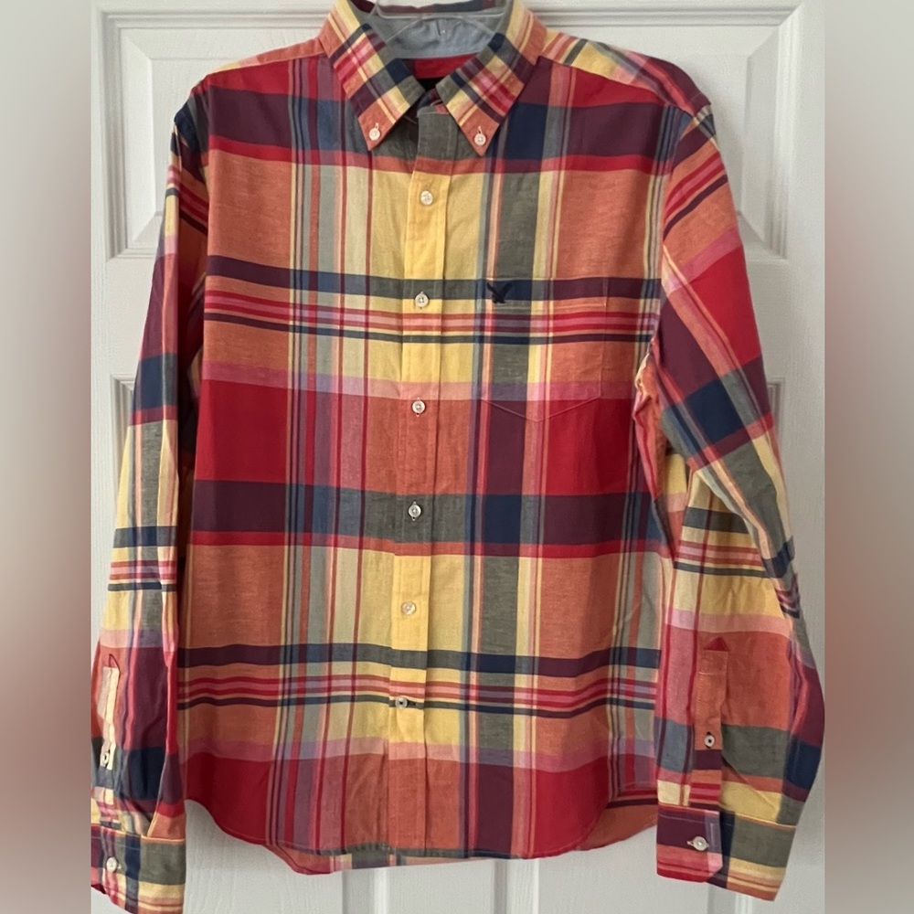 NWOT AEO Madras Shirt